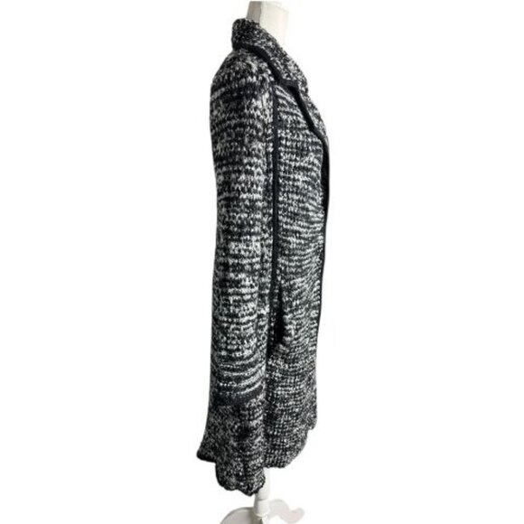 FREE PEOPLE "Last Dance" Duster / Cardigan Coat Black White Textured Knit SZ S - Picture 6 of 8